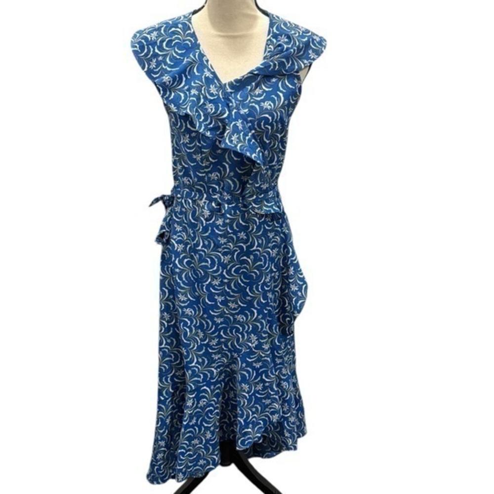 Max Studio Blue and White High Low Dress